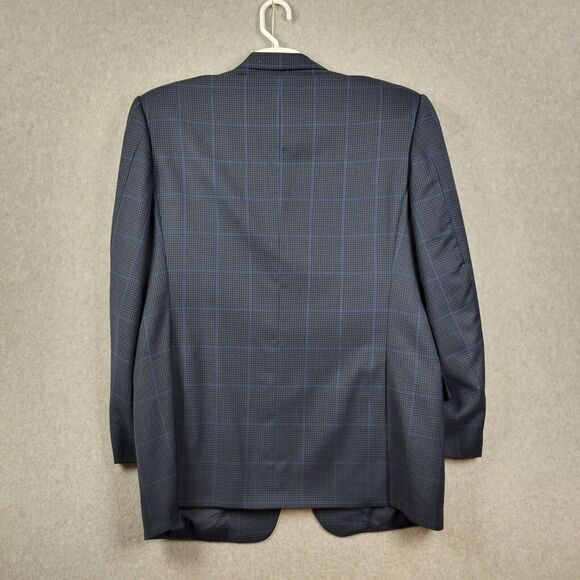 Davide Cenci 100% Wool Blue Check Rayon Lined LS Notch Suit Jacket Blazer 54R - Picture 6 of 12